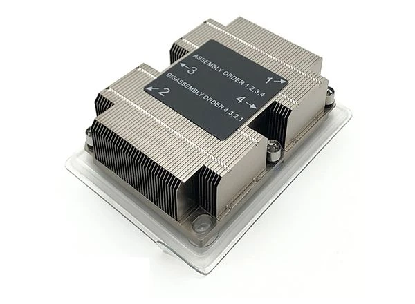 Sirip Aluminium Dan Paip Haba Asas Pelayan 1U Sinki Haba CPU Dengan Plat Tembaga Untuk LGA3647 Sempit