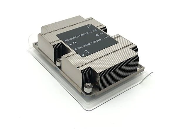 Aluminum Fin And Base Heat Pipe 1U Server CPU Heat Sink With Copper Plate For LGA3647 Narrow