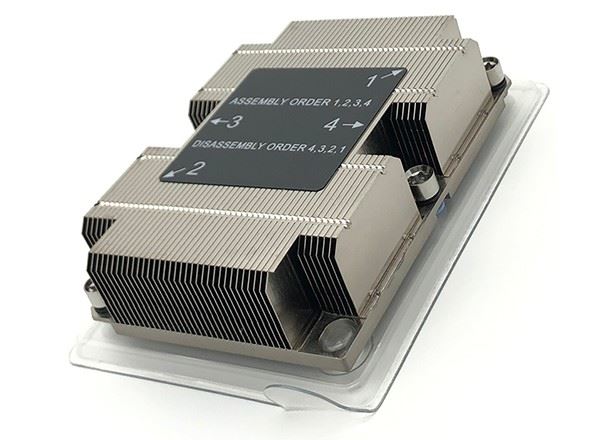 Aluminum Fin And Base Heat Pipe 1U Server CPU Heat Sink With Copper Plate For LGA3647 Narrow